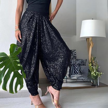 Damen Jogginghose Glitzer Stretch