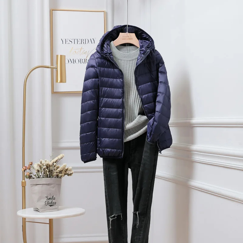 Damen Daunenjacke Mit Kapuze Reißverschluss