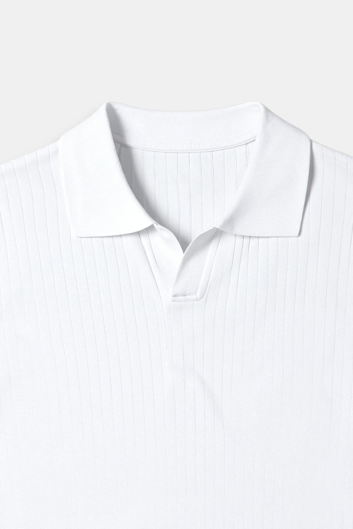 Herren Poloshirt Kurzarm Gerippt Elegant Weiß