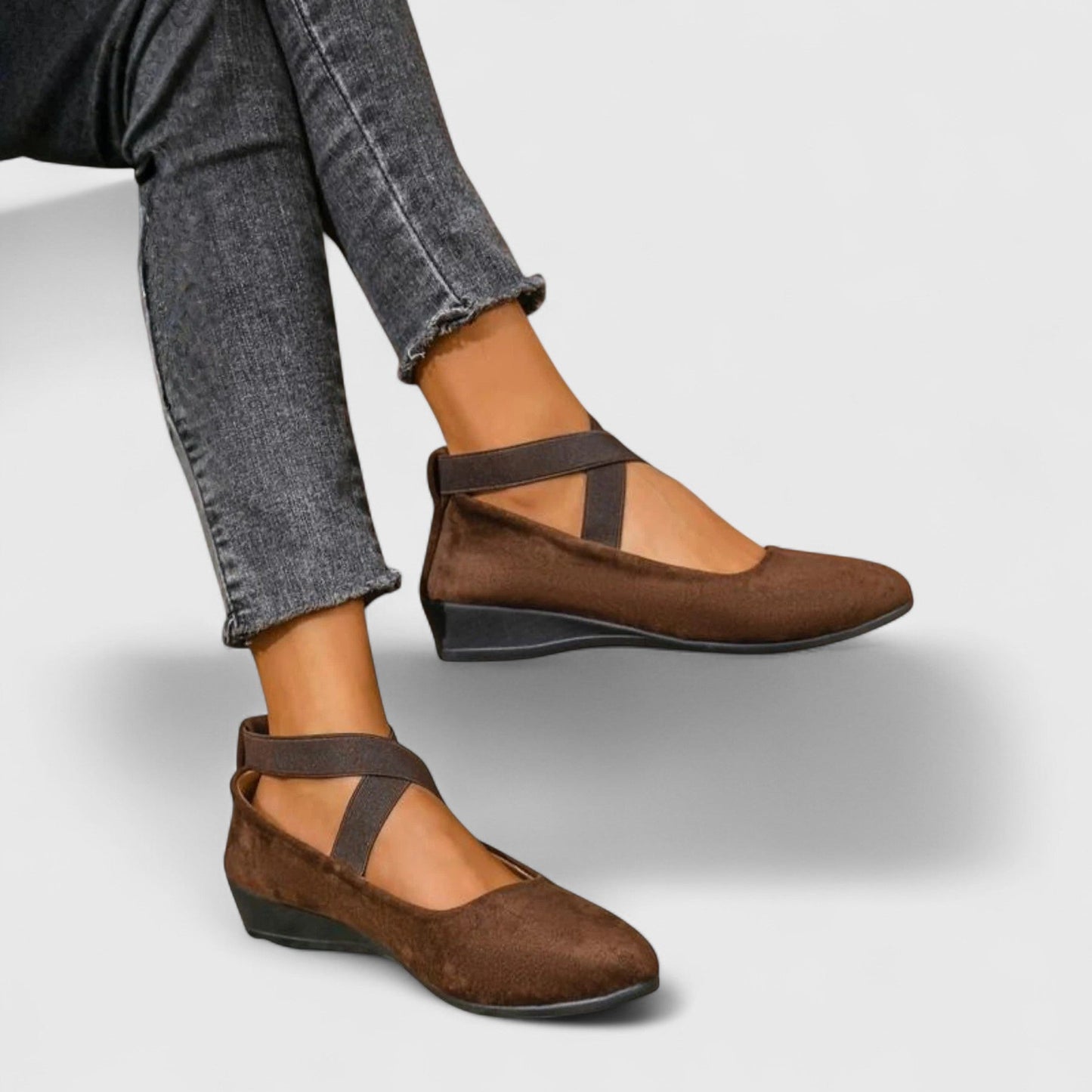 Damen Orthopädische Ballerinas Kreuzriemen