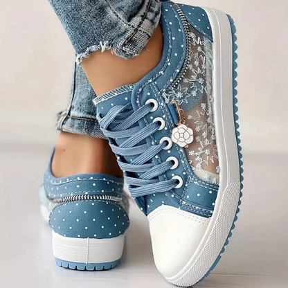 Damen Sneaker Mesh Blumenstickerei