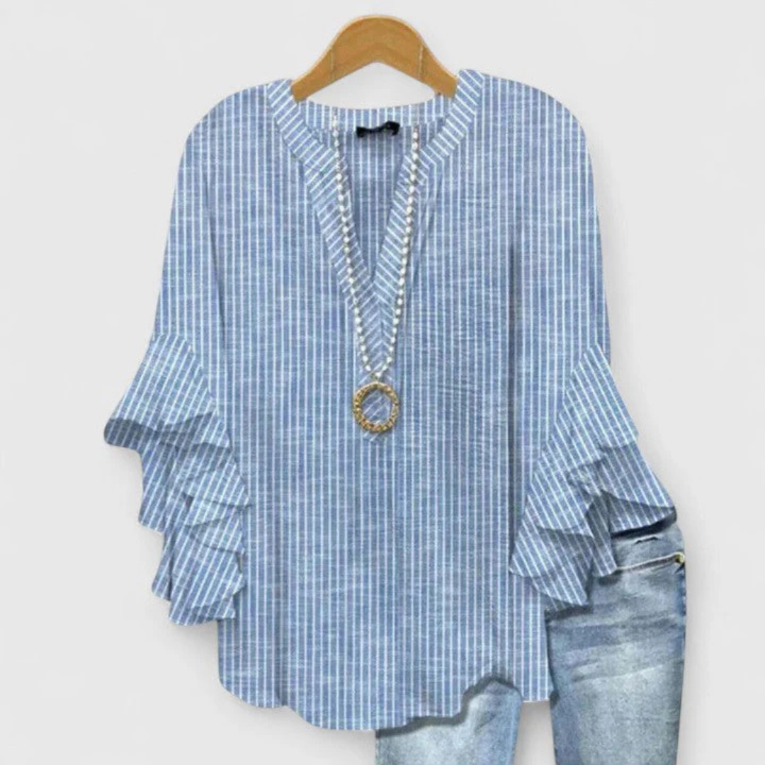 Damen Blumen Rüschenärmel Casual Leicht