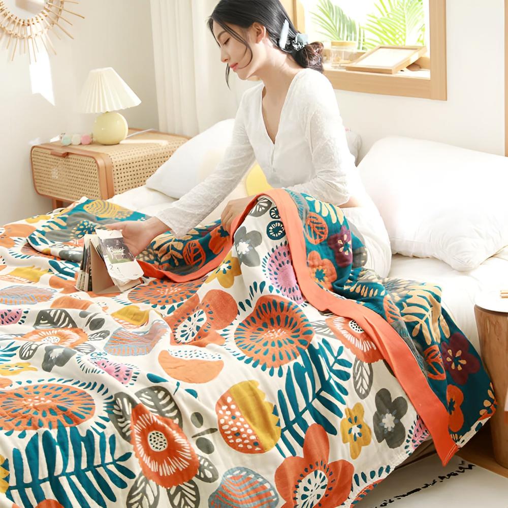 Boho Decke Blumenmuster Cartoon Design