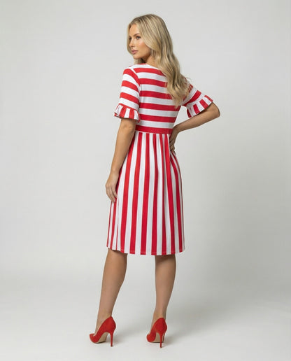 Norvielle Damen Sommerkleid Streifen Baumwolle