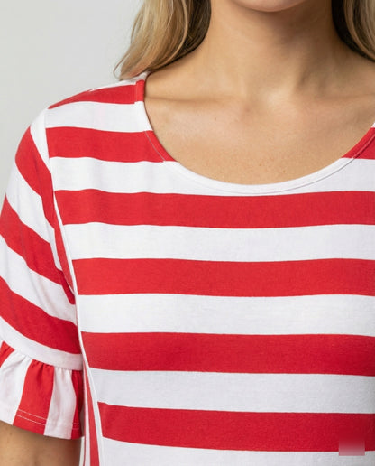 Norvielle Damen Sommerkleid Streifen Baumwolle