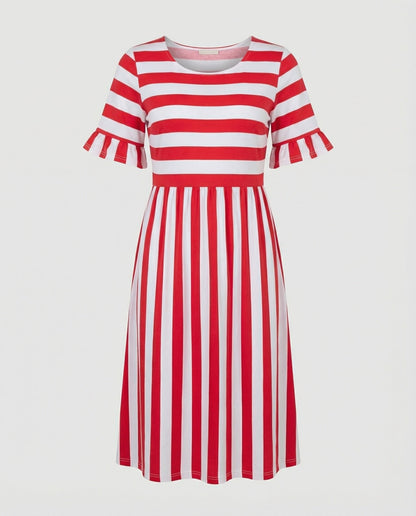 Norvielle Damen Sommerkleid Streifen Baumwolle