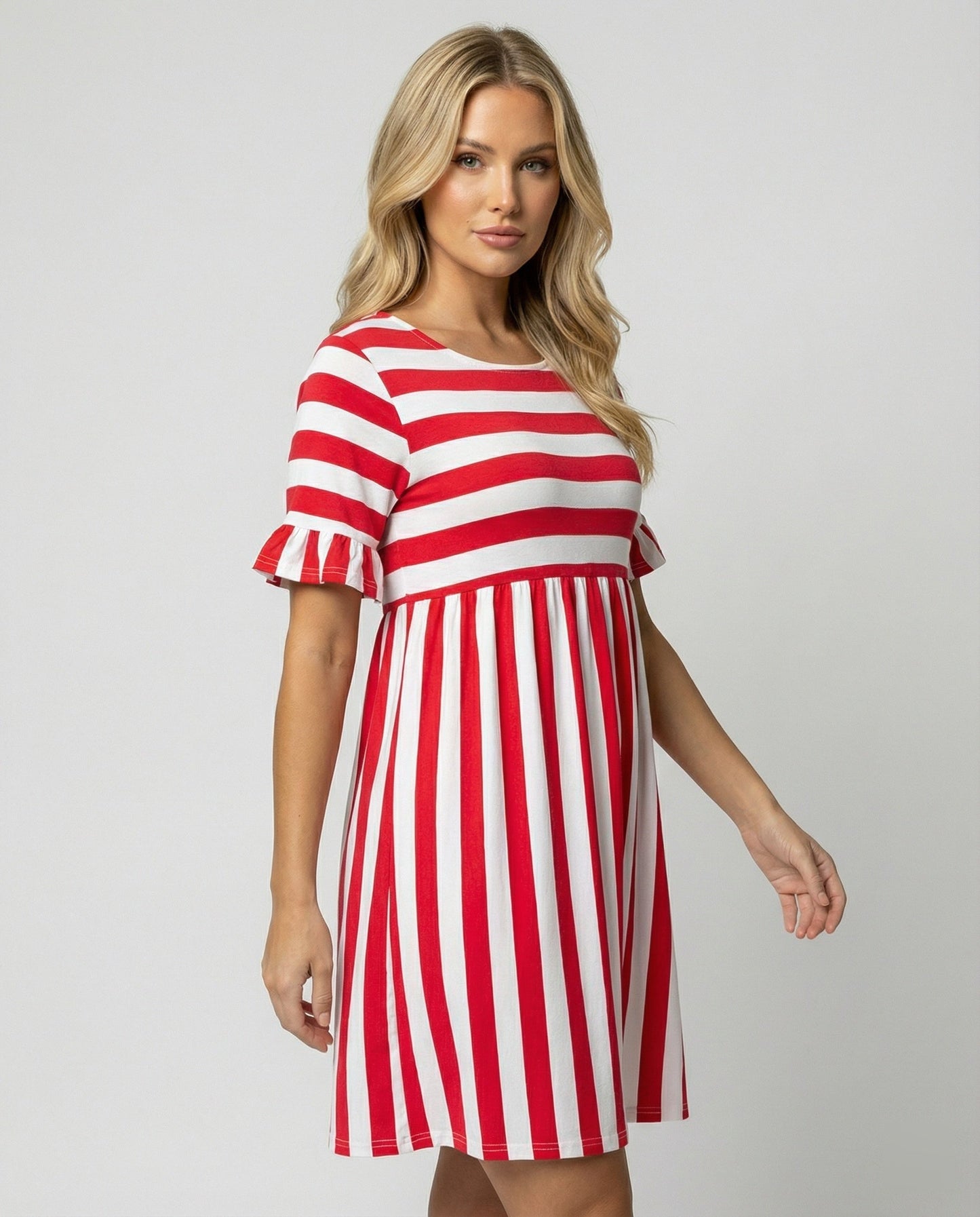 Norvielle Damen Sommerkleid Streifen Baumwolle - Norvielle