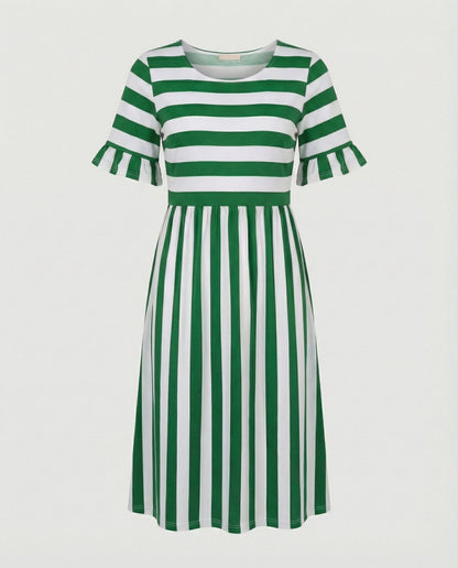 Norvielle Damen Sommerkleid Streifen Baumwolle