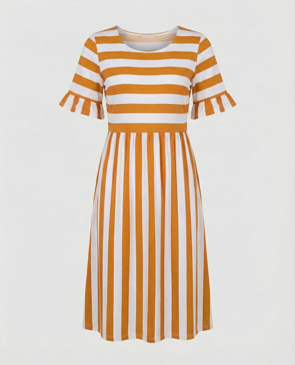 Norvielle Damen Sommerkleid Streifen Baumwolle