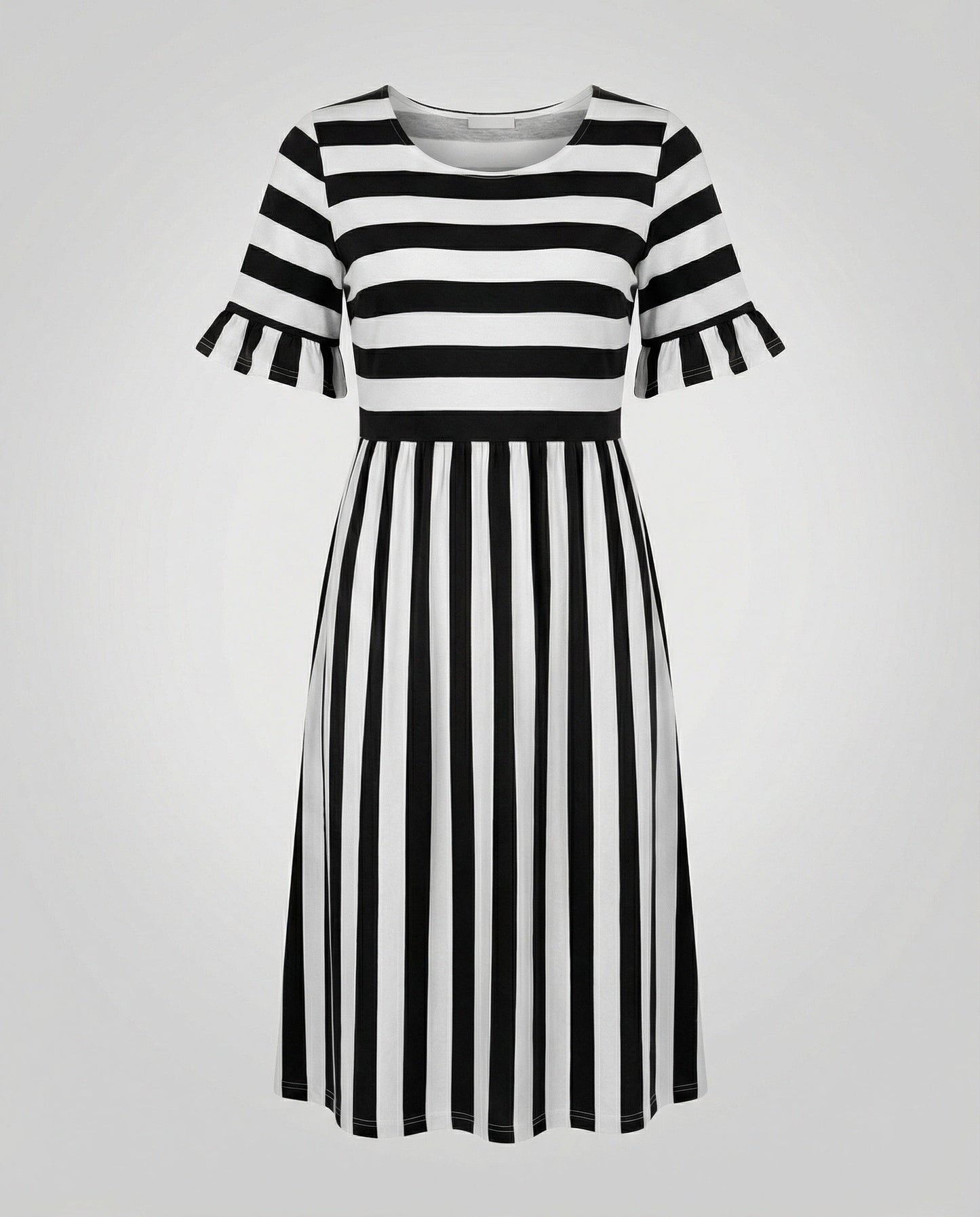 Norvielle Damen Sommerkleid Streifen Baumwolle