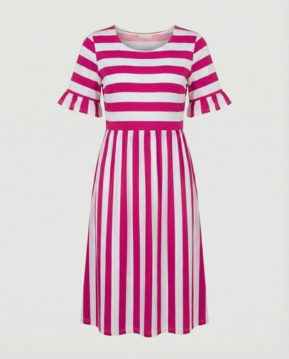 Norvielle Damen Sommerkleid Streifen Baumwolle