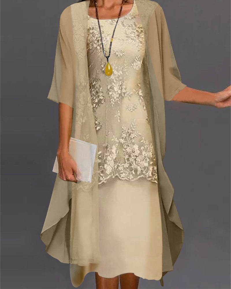 Damen Chiffon Zweiteiler Set Elegantes Sommeroutfit