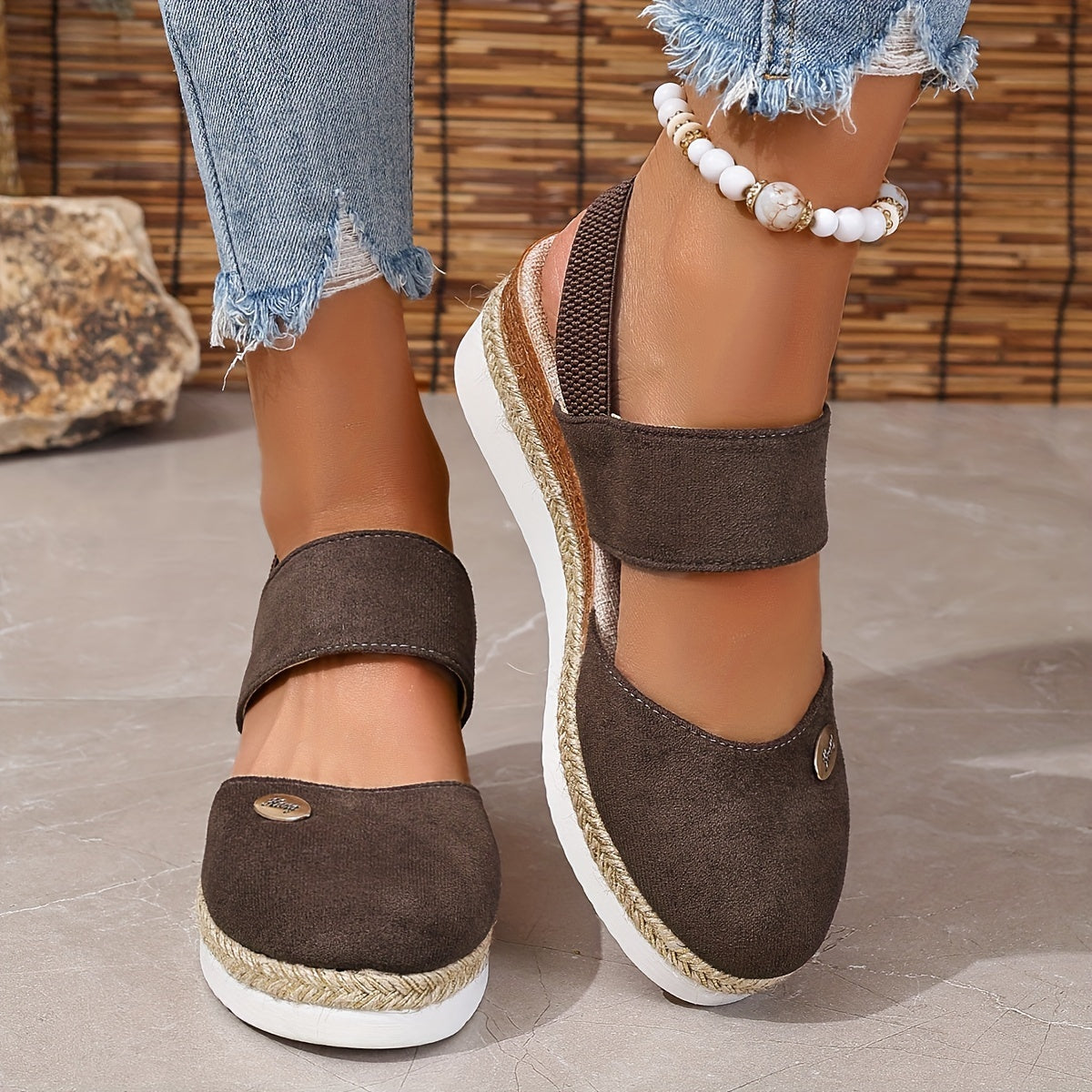 Damen Sandalen Auf Plattform Rutschfest Elastisch