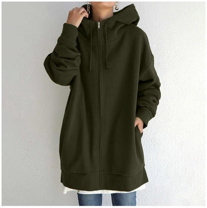 Norvielle Damen Fleece-Hoodie Reißverschluss