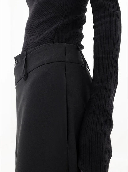 Damen Highwaist-Hosen Weite Bein Baumwolle
