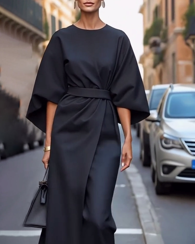 Damen Midikleid mit Bindegürtel