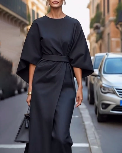 Damen Midikleid mit Bindegürtel