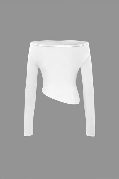 Damen Zweiteiler-Set Asymmetrisches Oberteil Weite Hose