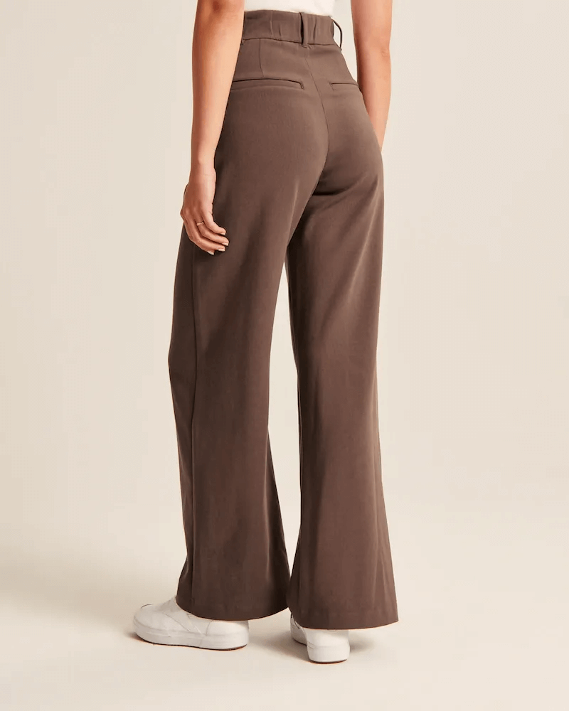 Damen Pantalon Weite Beine Hohe Taille