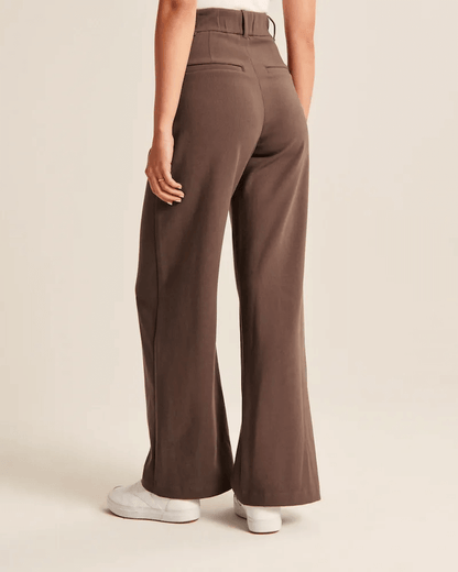 Damen Pantalon Weite Beine Hohe Taille