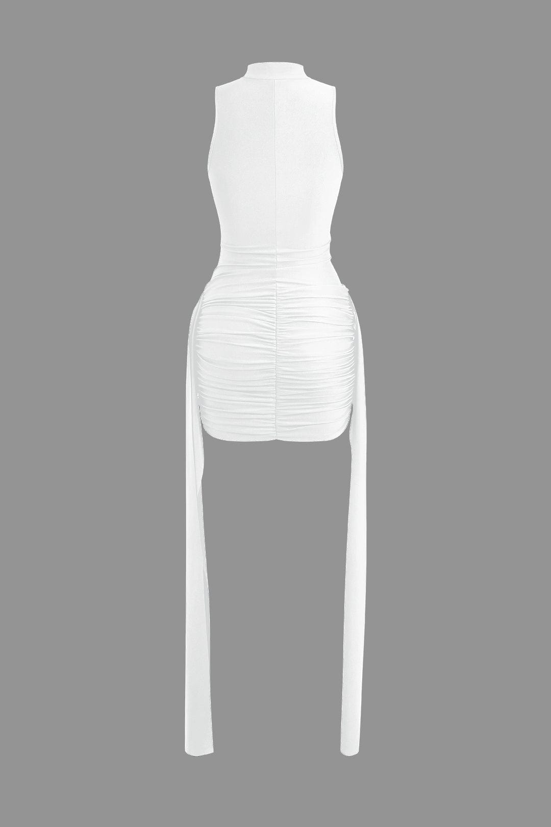 Elegantes Damen Minikleid Hochkragen Bodycon mit Drapierung