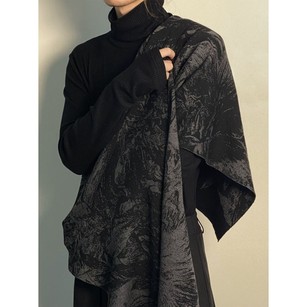 Damen Schal Blumenmuster Schwarz Seiden - Norvielle