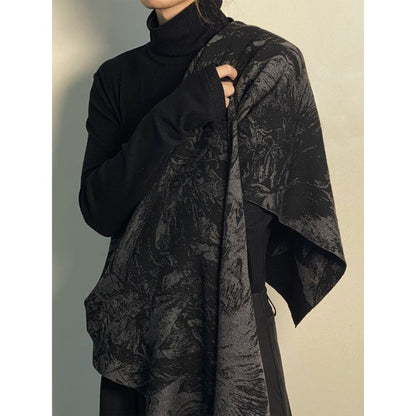 Damen Schal Blumenmuster Schwarz Seiden - Norvielle