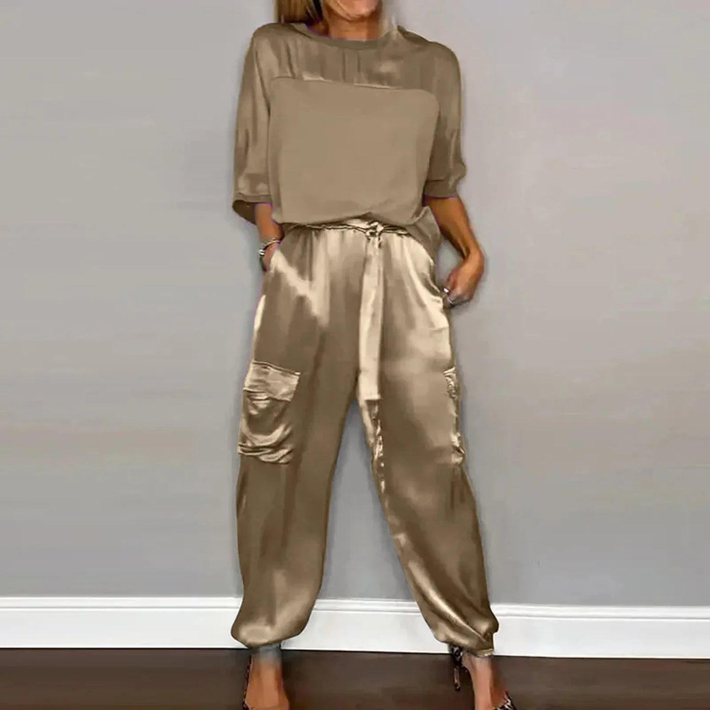 Norvielle Damen Satin Zweiteiler - Norvielle