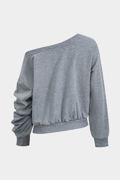 Damen Zweiteiler-Set One-Shoulder-Sweatshirt Minirock