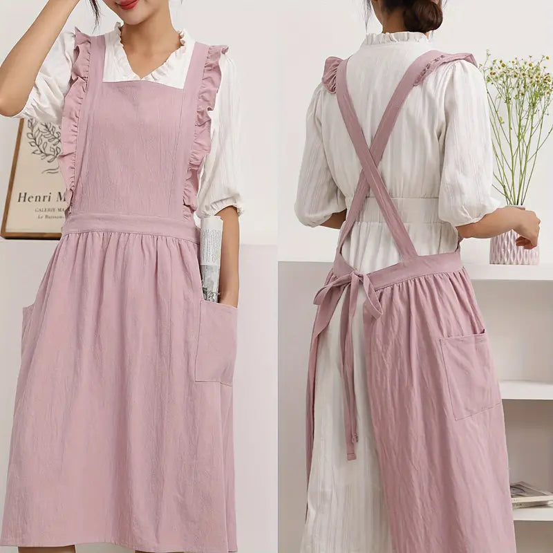 Retro Schürze mit Rüschen und Taschen Damen