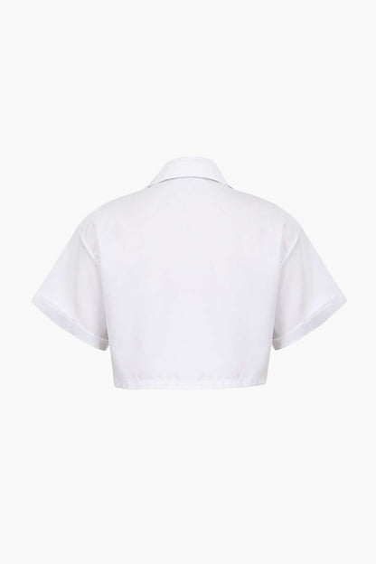 Damen Kurzarm Crop mit Kragen