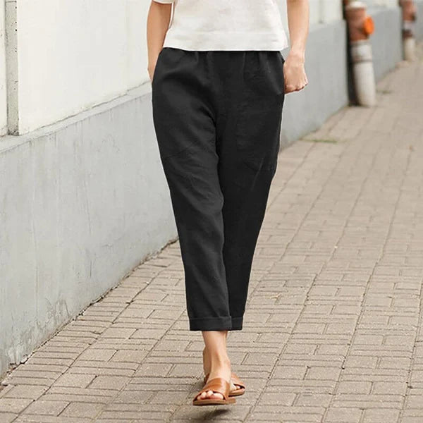 Damen Leinenhose Baumwolle Weite Bequem