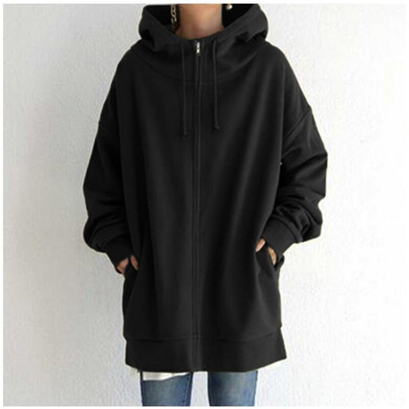 Norvielle Damen Fleece-Hoodie Reißverschluss