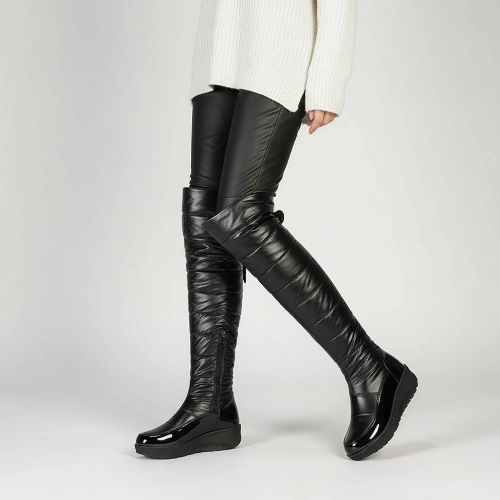 Damen Overknee Stiefel Narella Warm Gefüttert