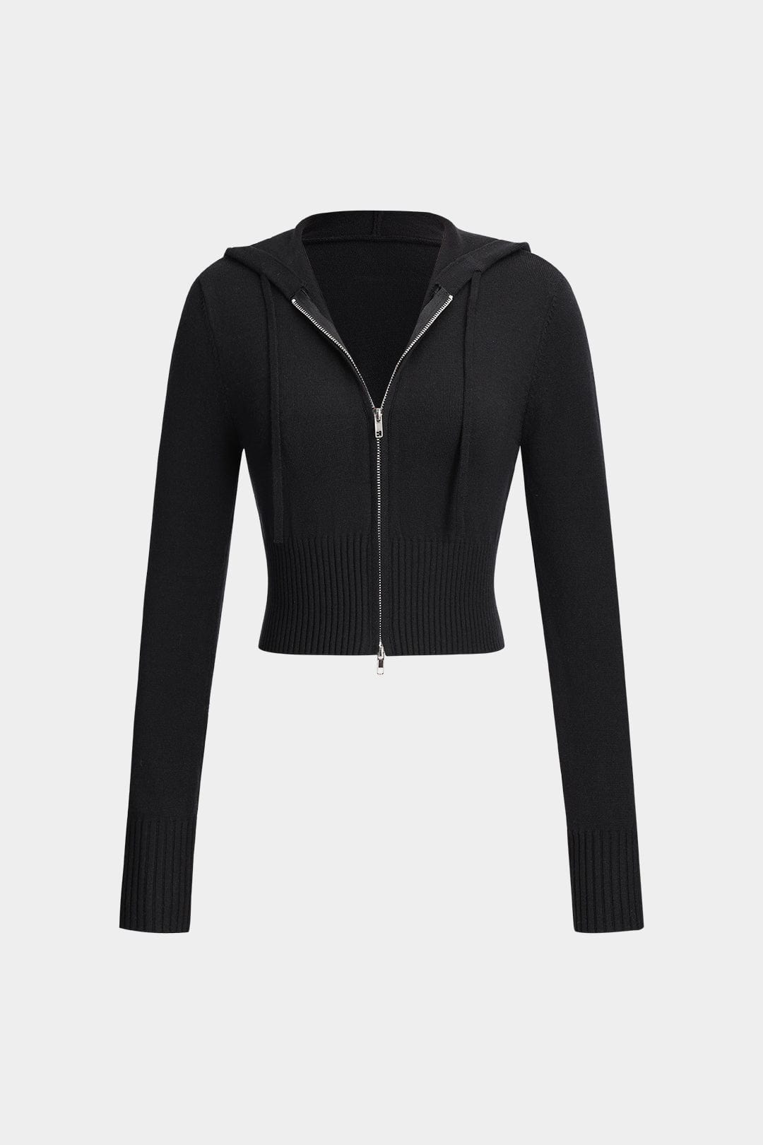 Damen Strick-Zweiteiler Kapuzenjacke und Schlaghose