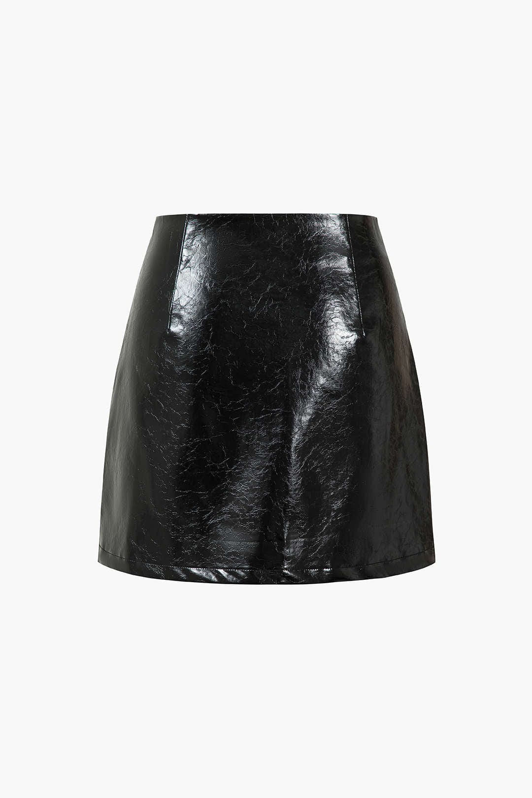 Callista Damen Minirock Lackleder Goldknöpfe