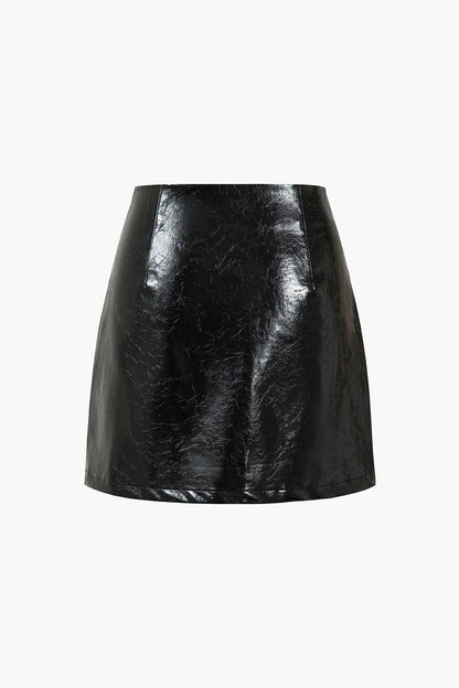 Callista Damen Minirock Lackleder Goldknöpfe
