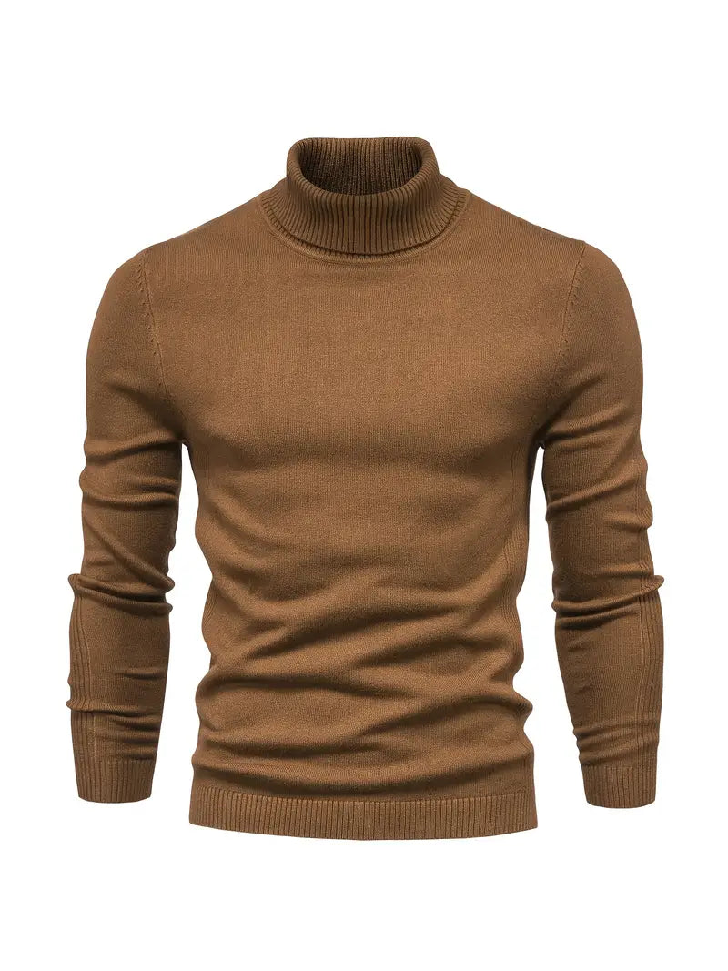 Herren Rollkragenpullover Slim Fit Langarm Strick