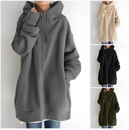 Norvielle Damen Fleece-Hoodie Reißverschluss - Norvielle