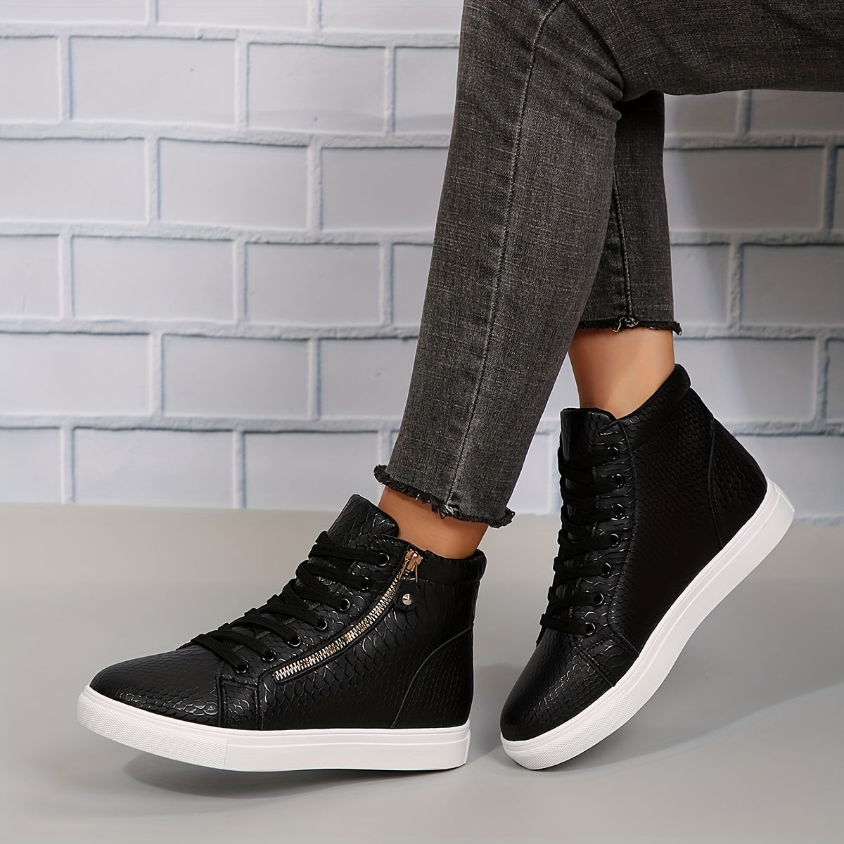 Norvielle Damen Sneakers Lässig Reißverschluss