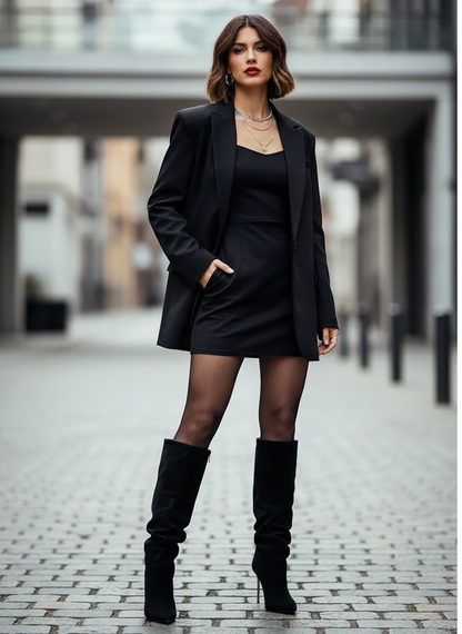 Virella Damen Stiefel Wildleder Faltenoptik Stilettoabsatz