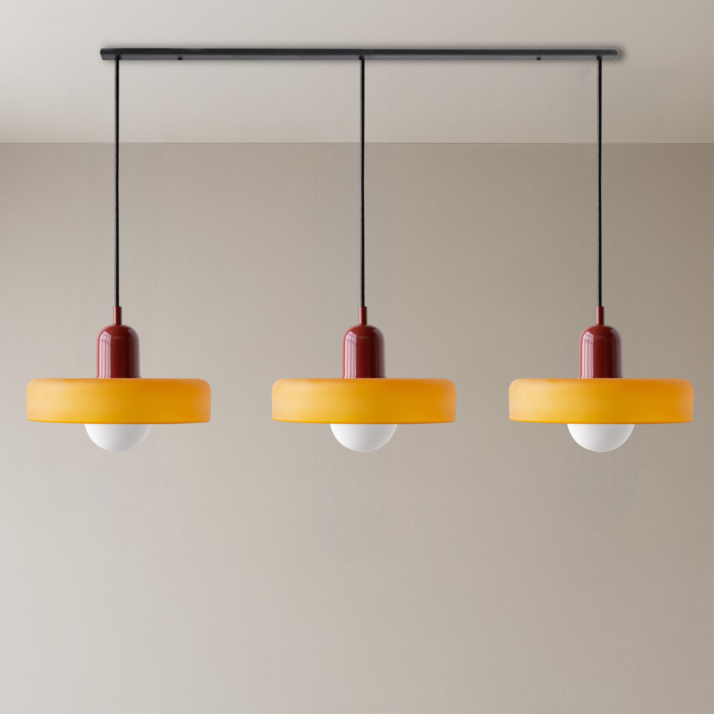 Bauhaus 3-Arm Pendelleuchte Bunt Glas