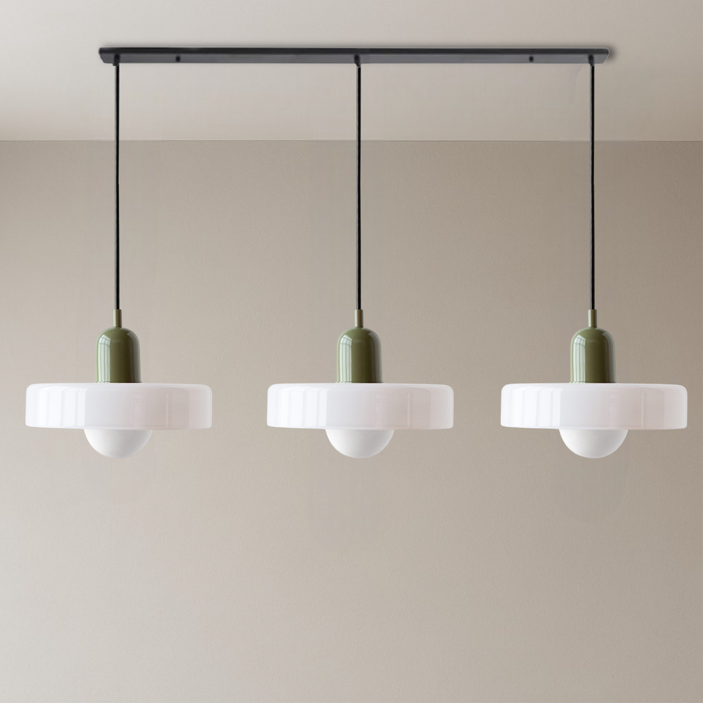 Bauhaus 3-Arm Pendelleuchte Bunt Glas