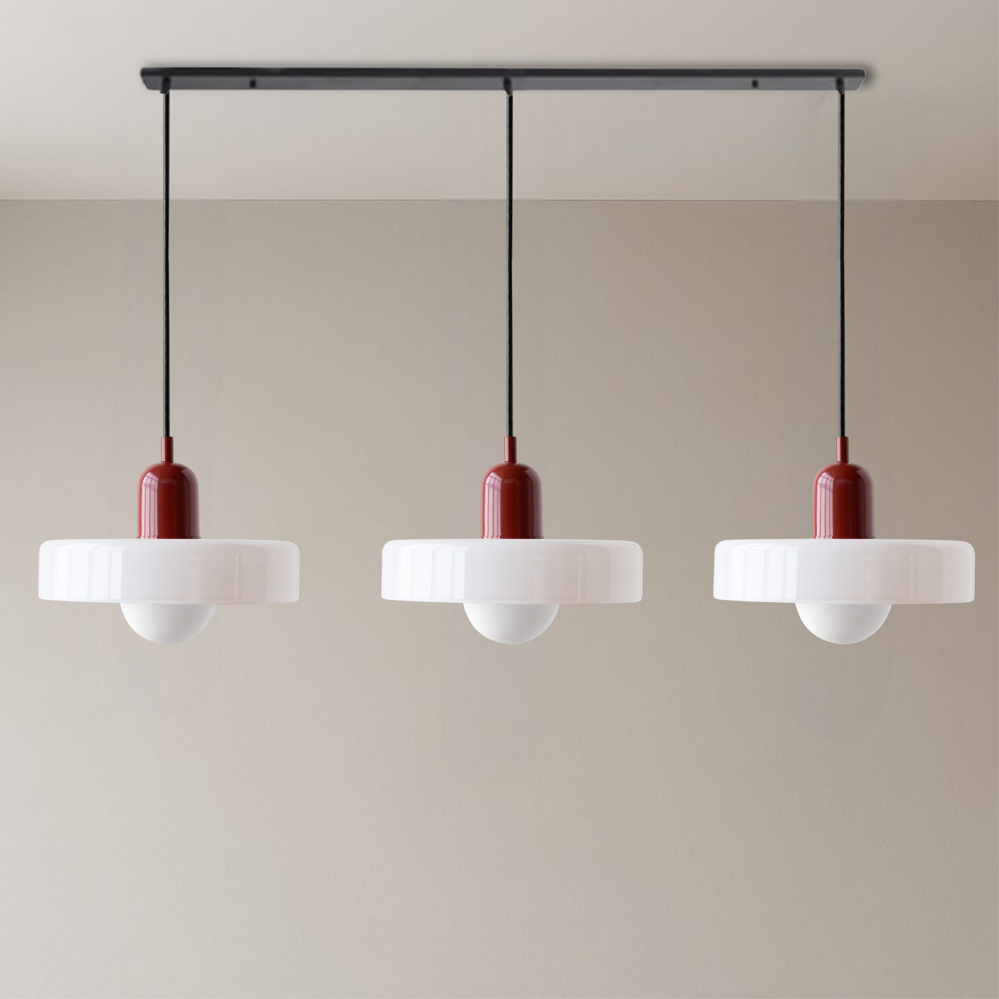 Bauhaus 3-Arm Pendelleuchte Bunt Glas