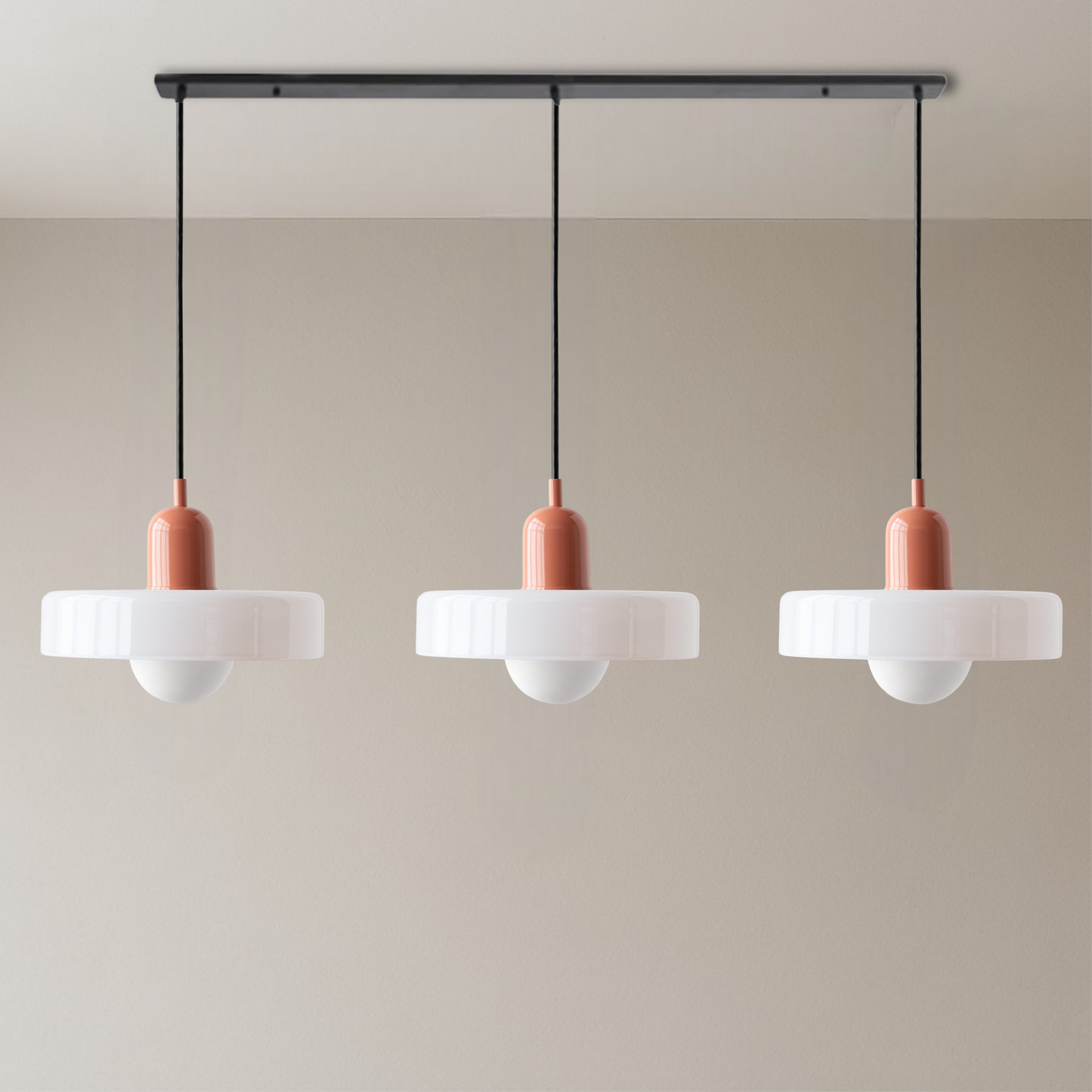 Bauhaus 3-Arm Pendelleuchte Bunt Glas