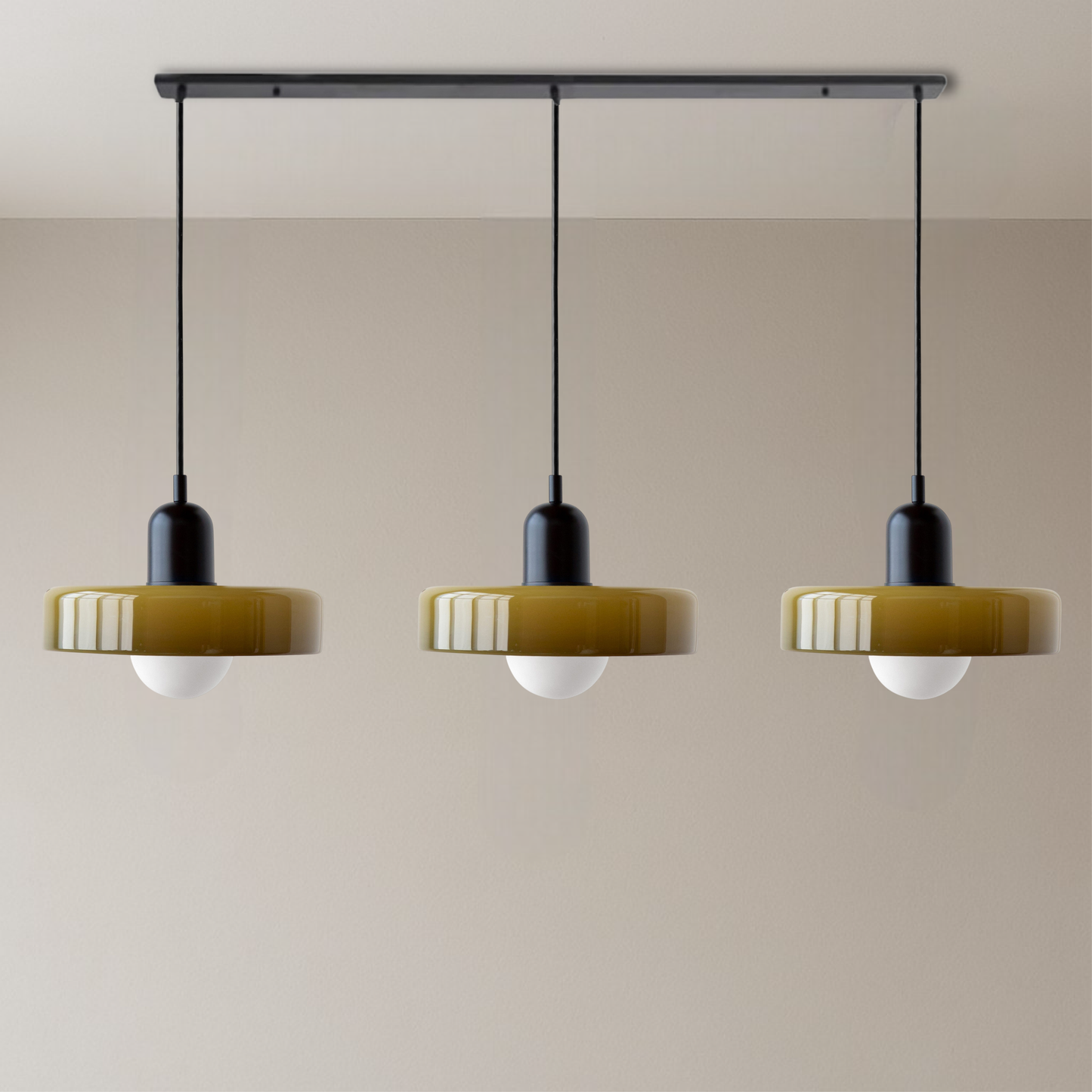 Bauhaus 3-Arm Pendelleuchte Bunt Glas