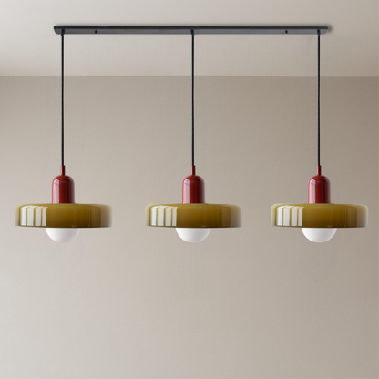 Bauhaus 3-Arm Pendelleuchte Bunt Glas