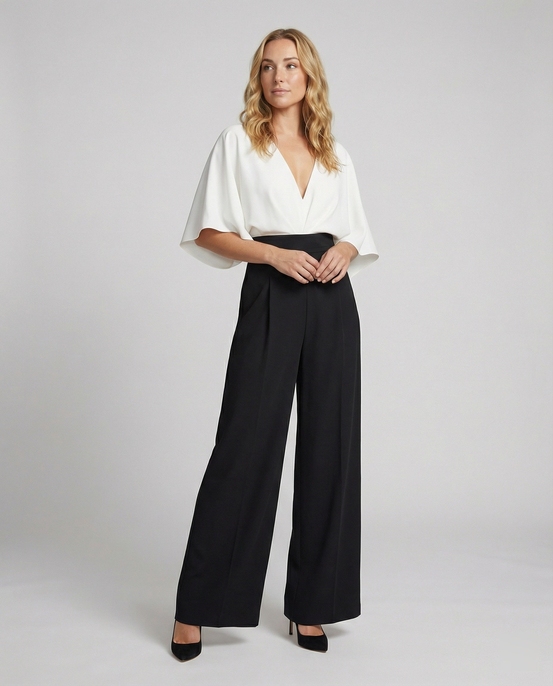 Damen Jumpsuit Elegantes Farbblock-Design V-Ausschnitt Lockere - Norvielle