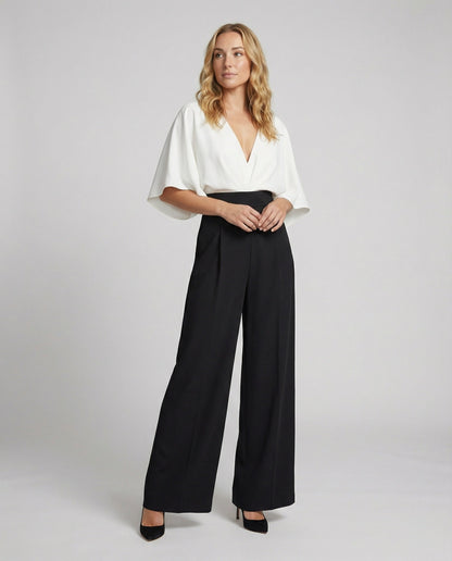 Damen Jumpsuit Elegantes Farbblock-Design V-Ausschnitt Lockere - Norvielle