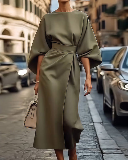 Damen Midikleid mit Bindegürtel